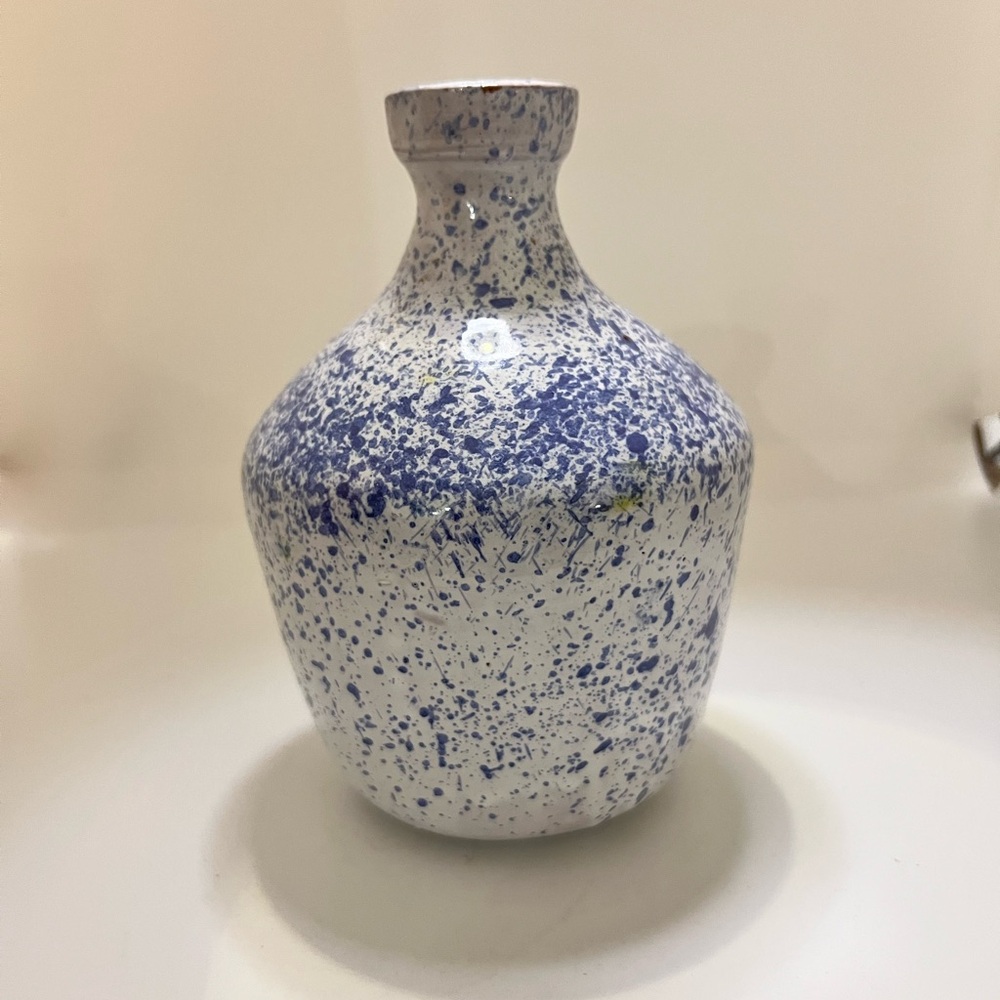 Vintage 1960’s  German Studio pottery by Karl Juttner Blue & White Speckled Vase